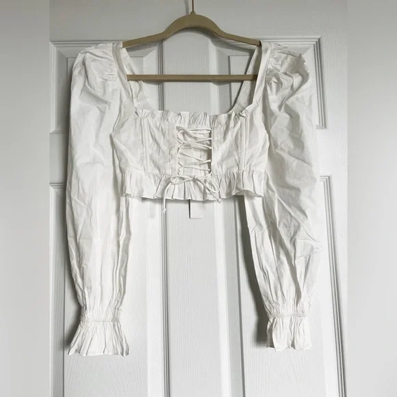 NWT For love and Lemons Heather Long Sleeve Corset Top size XXS white - Picture 7 of 14